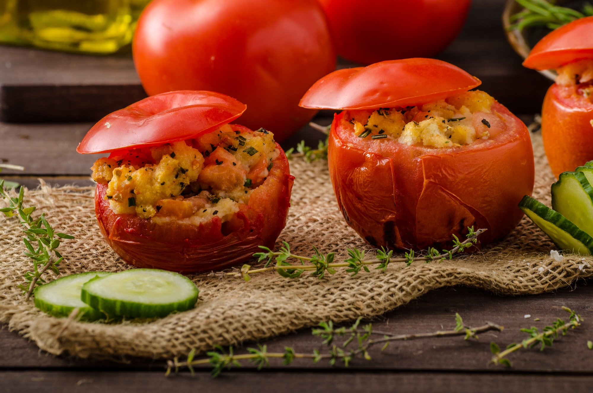 Grilled tomatoes stuffed